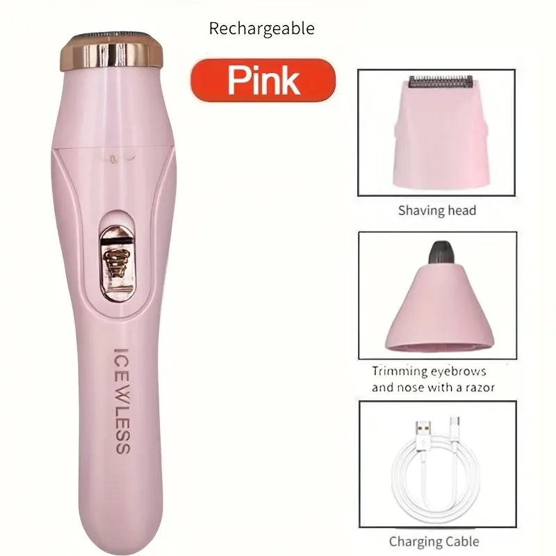 Rasoir multifonction 3-en-1 rechargeable par USB pour femmes : épilation des aisselles, tondeuse à sourcils et à poils du nez 7