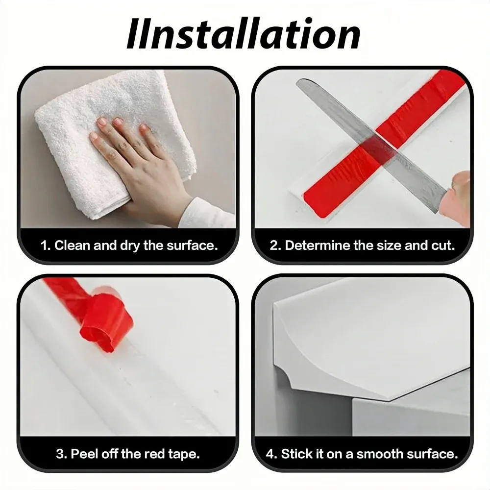 Bande d'étanchéité en silicone auto-adhésive 2 m x 2,5 cm, protection anti-éclaboussures pour douche 4