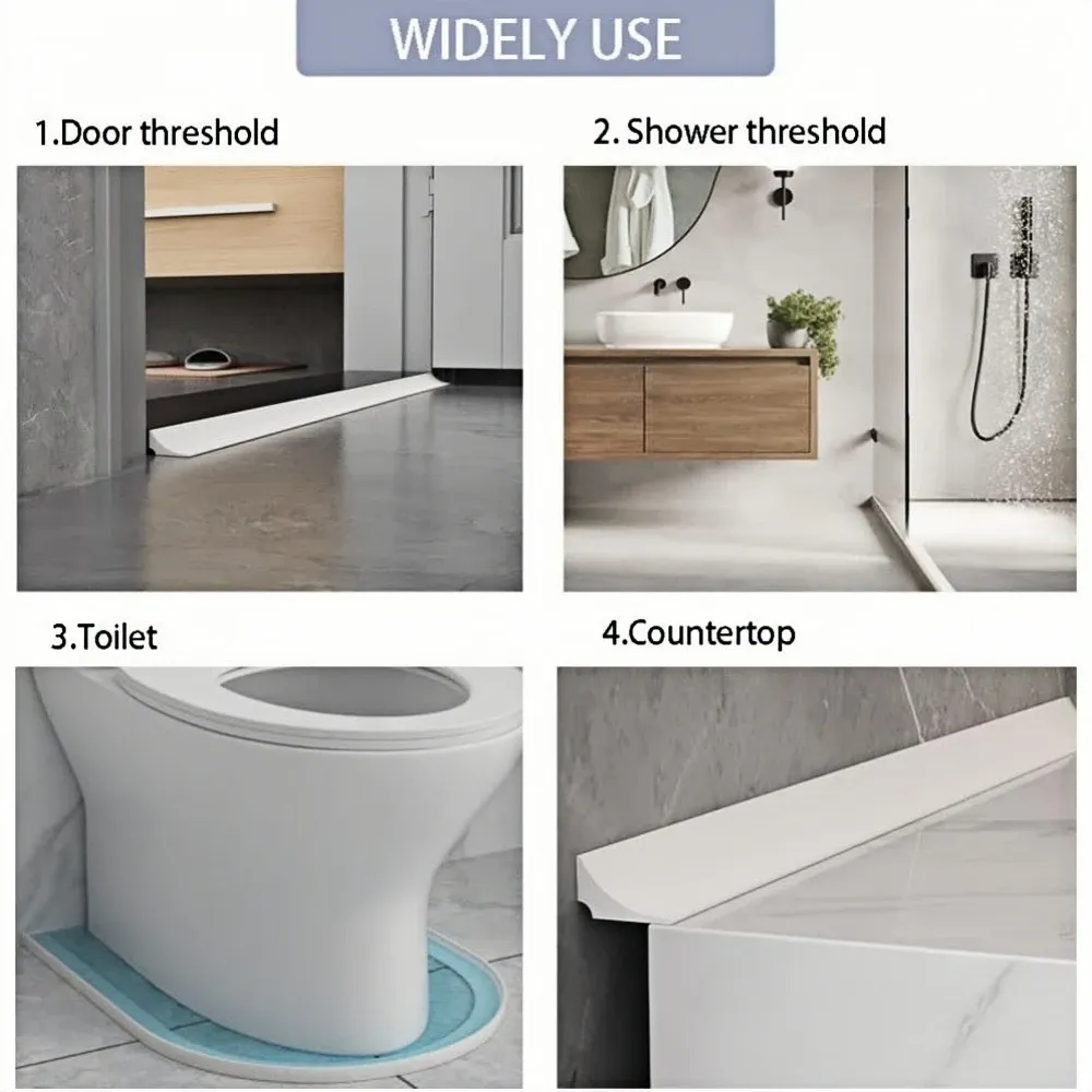 Bande d'étanchéité en silicone auto-adhésive 2 m x 2,5 cm, protection anti-éclaboussures pour douche 6