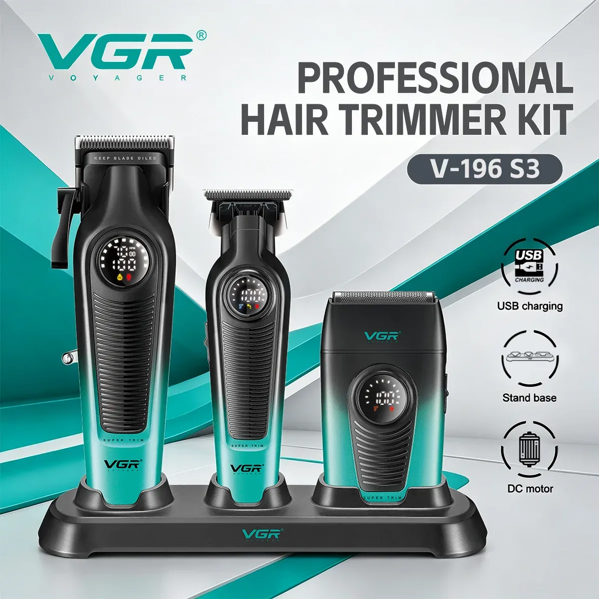 Tondeuse à cheveux professionnelle sans fil pour homme VGR V-196 S3 - Image 1