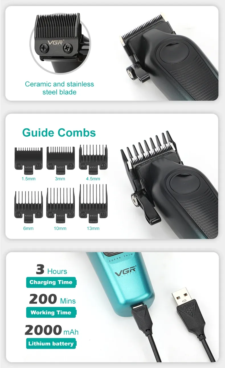 Ergonomie du combiné barbier VGR V-196 S3