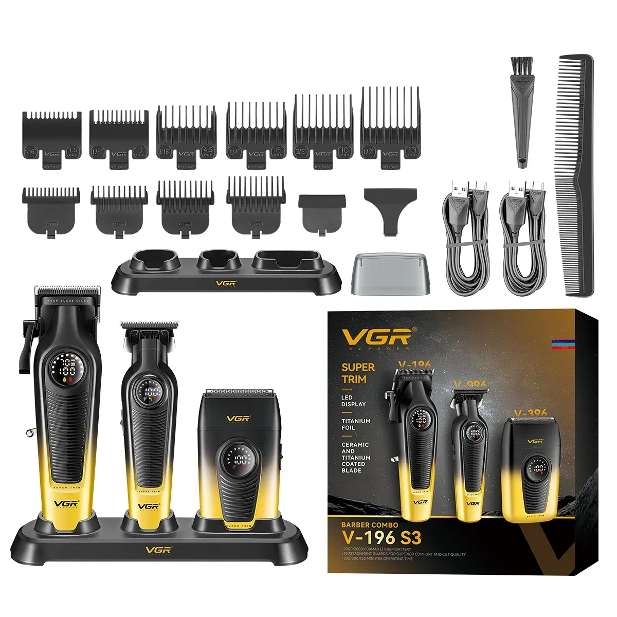 Tondeuse à cheveux professionnelle sans fil pour homme VGR V-196 S3 7