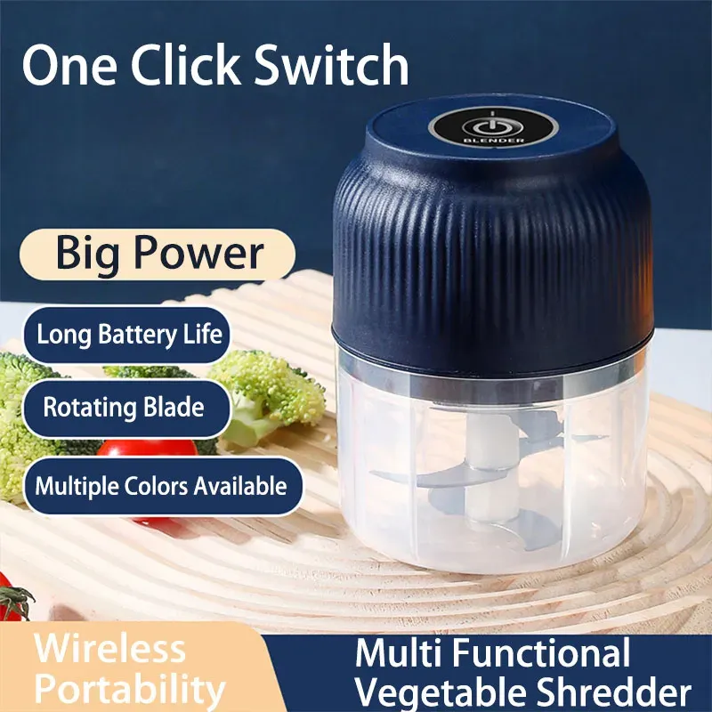 Mini hachoir électrique sans fil 250 ml rechargeable USB, broyeur d'ail et robot de cuisine portable - Image 1
