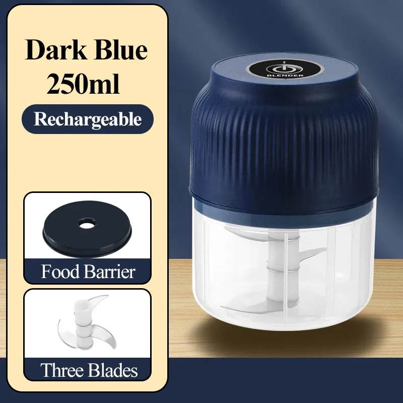 Mini hachoir électrique sans fil 250 ml rechargeable USB, broyeur d'ail et robot de cuisine portable 7