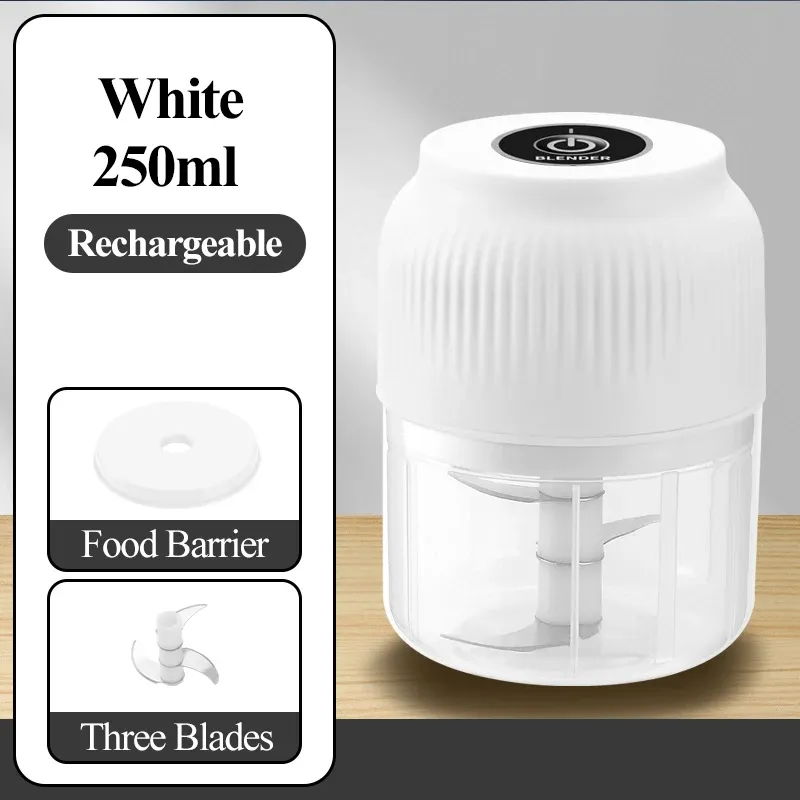 Mini hachoir électrique sans fil 250 ml rechargeable USB, broyeur d'ail et robot de cuisine portable 8
