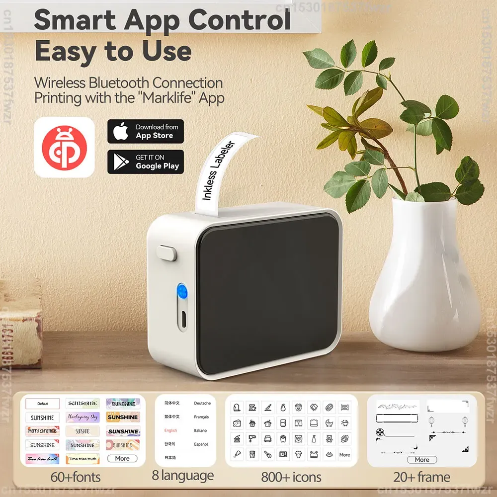 Étiquettes thermiques Marklife P15 en situation d'utilisation