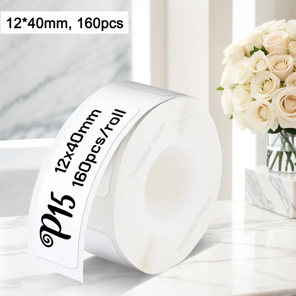 Papier d'étiquettes thermiques autocollantes Marklife P15, 12x40 mm, 15x30 mm, 15x50 mm, compatible avec étiqueteuses P15, P12, P11, D30 et Q30 21