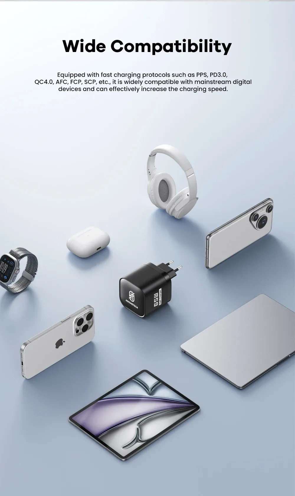 Chargeur USB GaN ASOMETECH, nomade