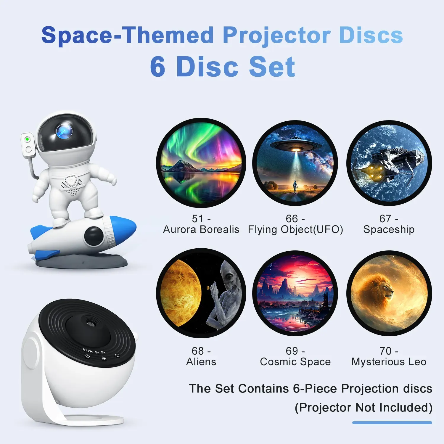 Lot de 6 veilleuses galaxie pour planétarium (projecteur non inclus) 4