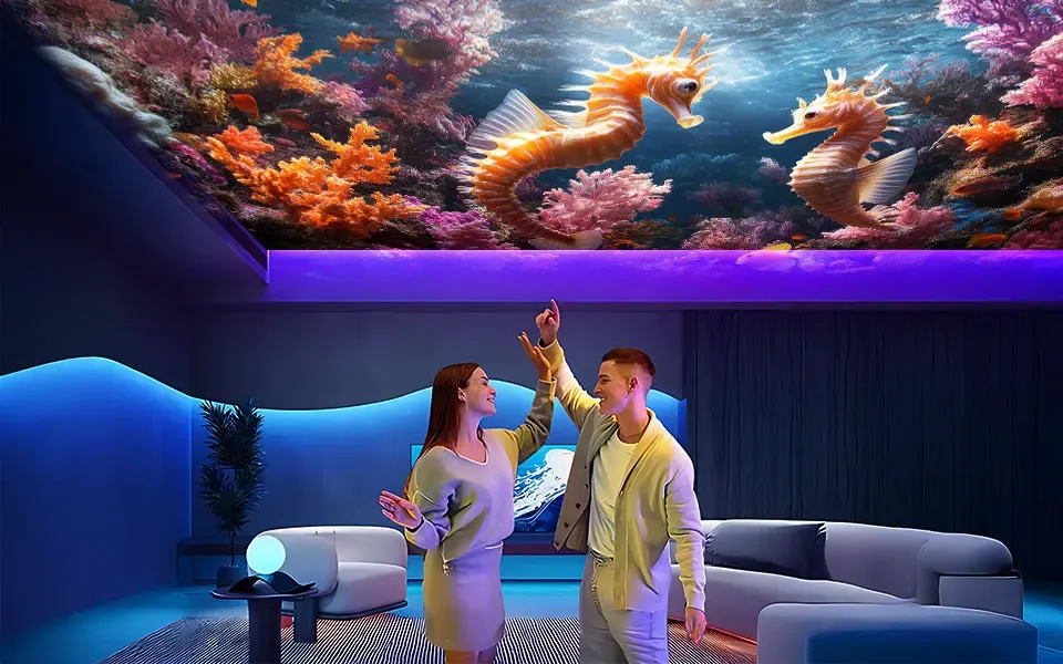 Ambiance sous-marine dans un salon