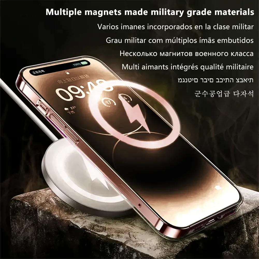 Coque magnétique transparente d'origine pour iPhone 16, 15, 14, 13, 12, Mini, 17, Air, 11, Pro Max, 7, 8, Plus, X, Xs, Xr, SE 2020, compatible MagSafe, couverture à aimants 2