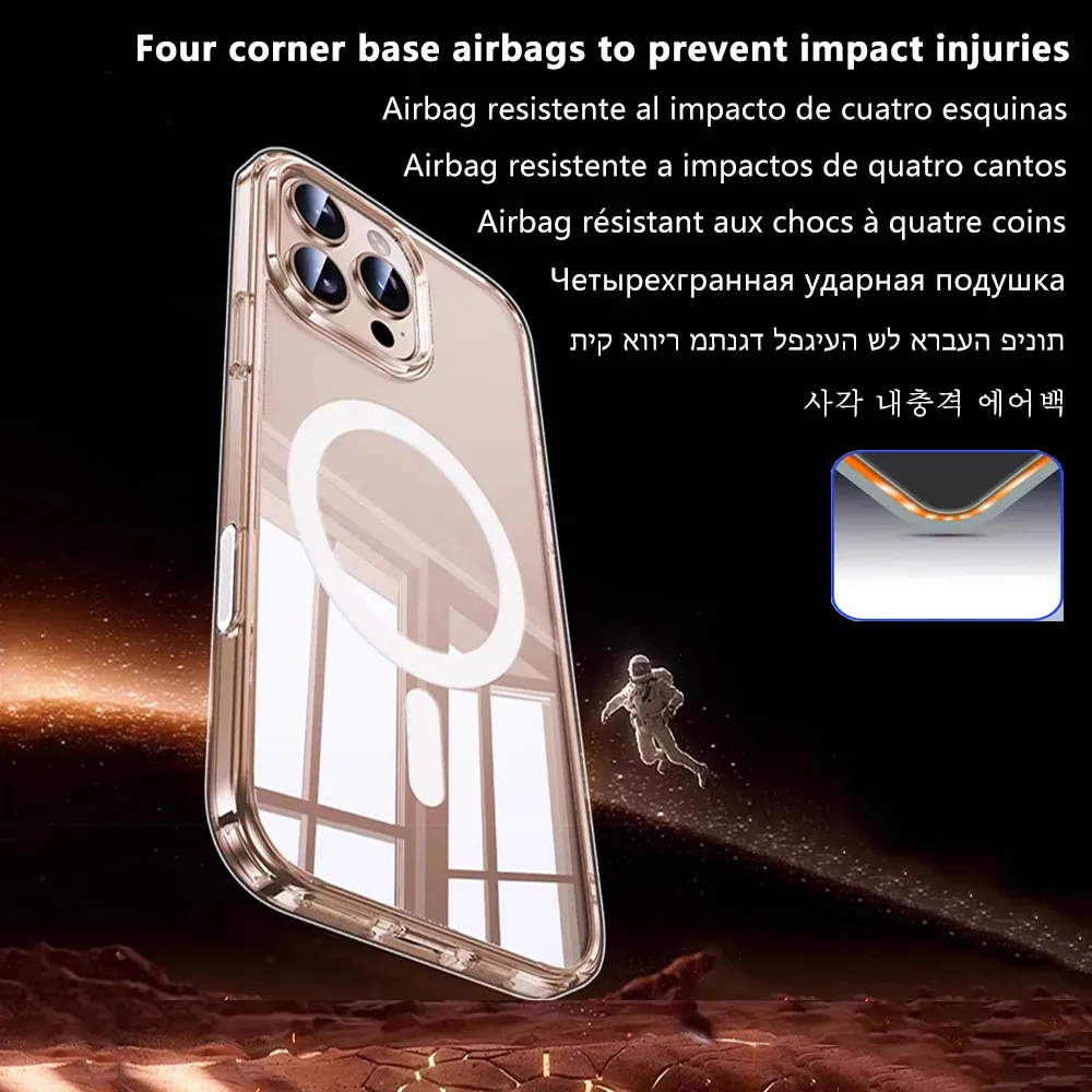 Coque magnétique transparente d'origine pour iPhone 16, 15, 14, 13, 12, Mini, 17, Air, 11, Pro Max, 7, 8, Plus, X, Xs, Xr, SE 2020, compatible MagSafe, couverture à aimants 3