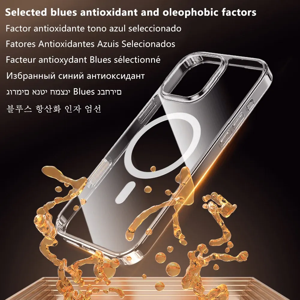 Coque magnétique transparente d'origine pour iPhone 16, 15, 14, 13, 12, Mini, 17, Air, 11, Pro Max, 7, 8, Plus, X, Xs, Xr, SE 2020, compatible MagSafe, couverture à aimants 5