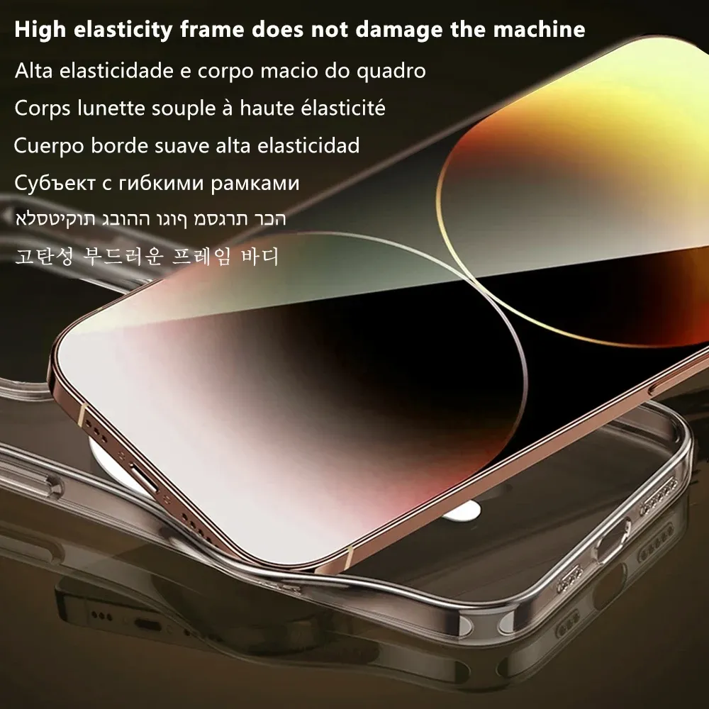 Coque magnétique transparente d'origine pour iPhone 16, 15, 14, 13, 12, Mini, 17, Air, 11, Pro Max, 7, 8, Plus, X, Xs, Xr, SE 2020, compatible MagSafe, couverture à aimants 6