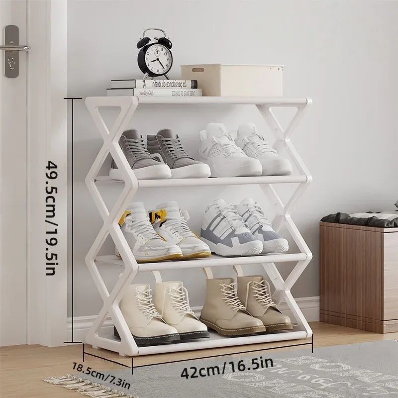 Organisateur de chaussures 4 niveaux pliable, étagère à chaussures gain de place pour placard, couloir, entrée et chambre 2