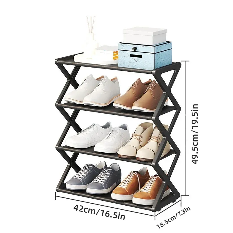 Organisateur de chaussures 4 niveaux pliable, étagère à chaussures gain de place pour placard, couloir, entrée et chambre 6