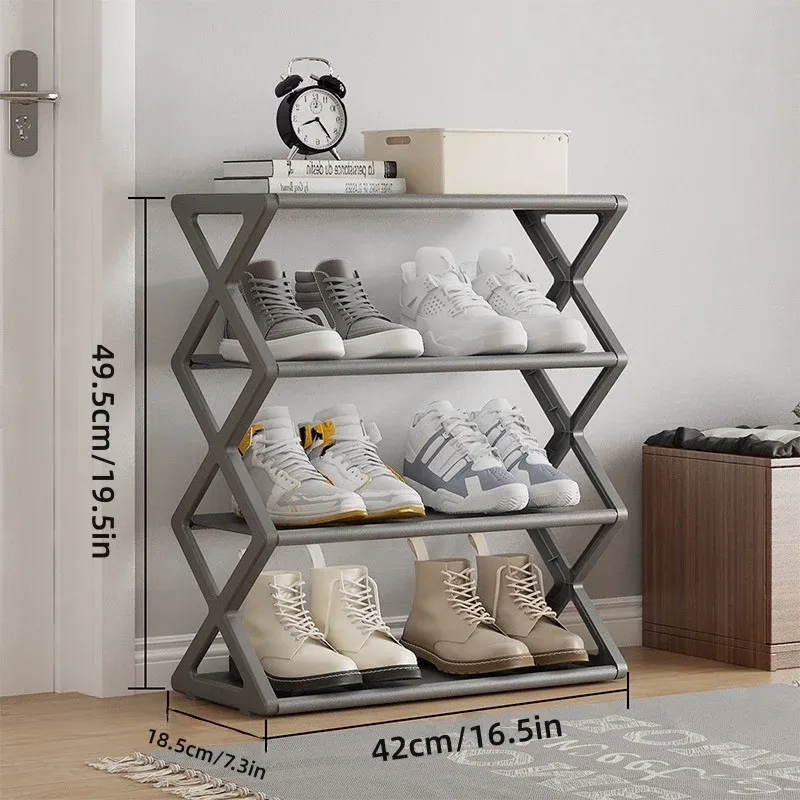Organisateur de chaussures 4 niveaux pliable, étagère à chaussures gain de place pour placard, couloir, entrée et chambre 9