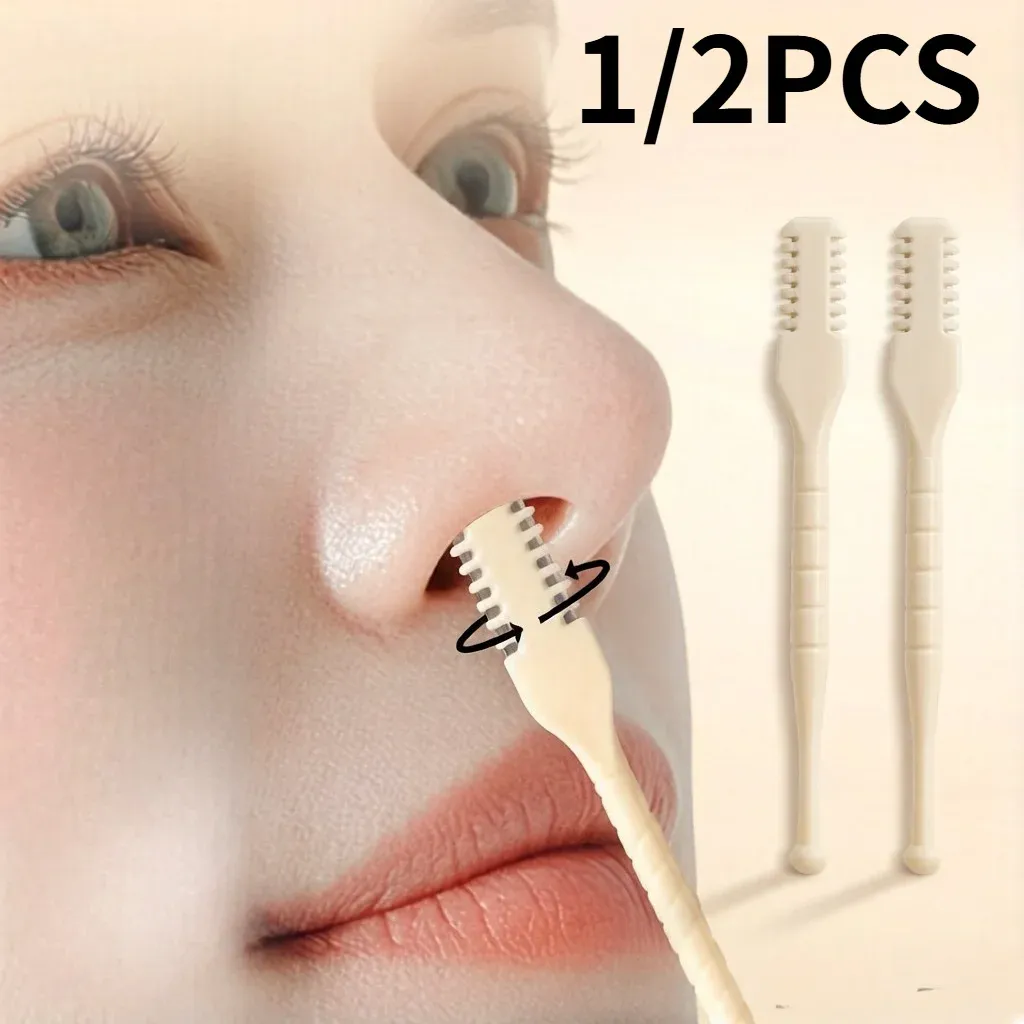 Ensemble de tondeuses manuelles pour poils du nez, lot de 1/2 pièces, rotation à 360°, lame double face, facile à nettoyer, fabriquée en plastique 1