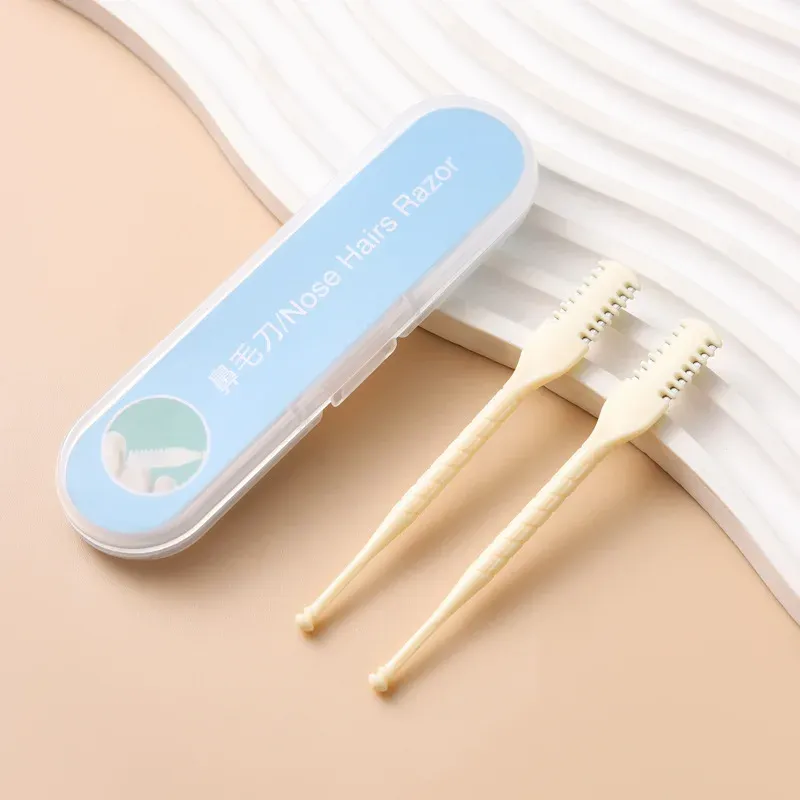 Ensemble de tondeuses manuelles pour poils du nez, lot de 1/2 pièces, rotation à 360°, lame double face, facile à nettoyer, fabriquée en plastique 8