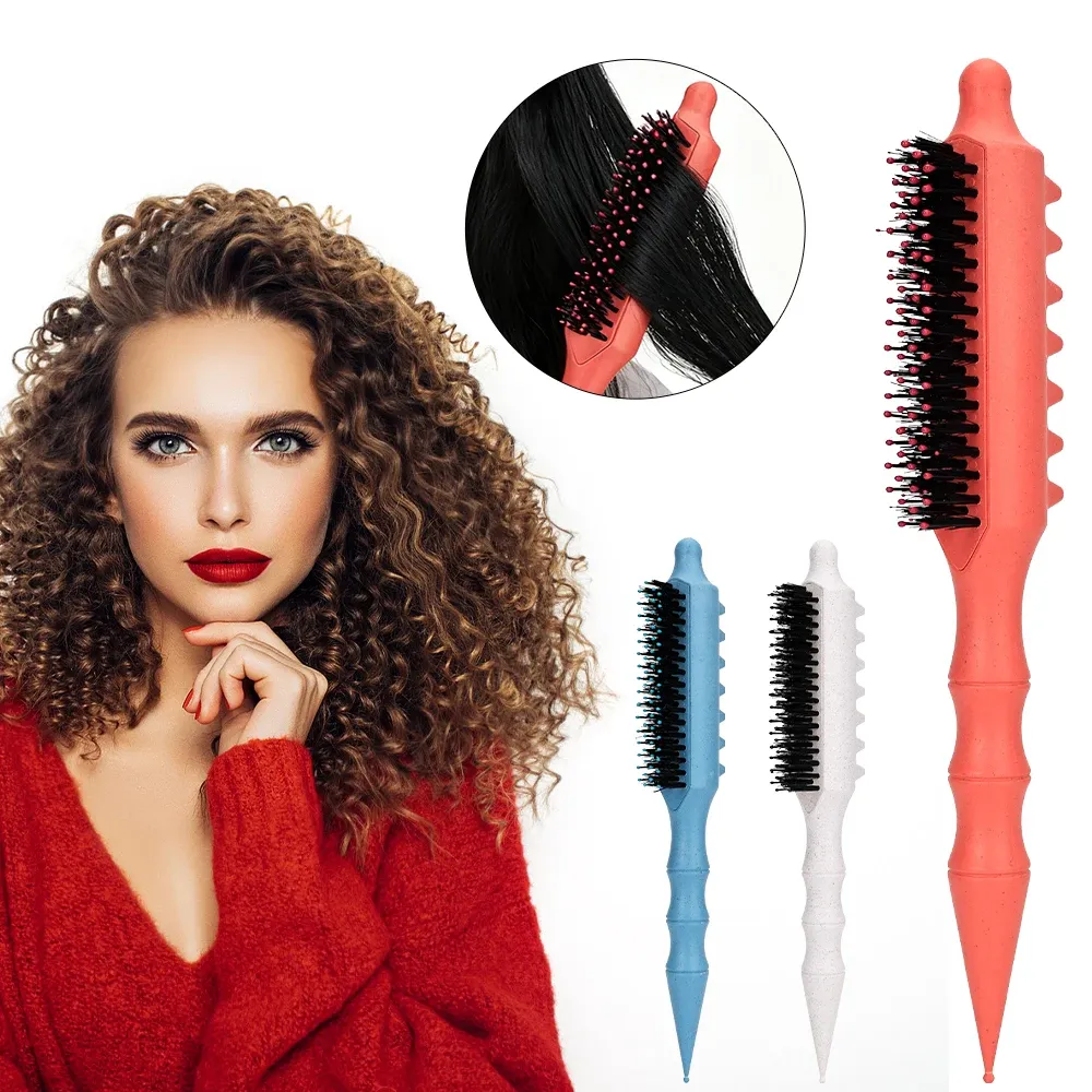 Brosse volumisante en nylon à rouleaux pour boucler les cheveux et donner du volume aux racines, outil de coiffage et de lissage mixte 4