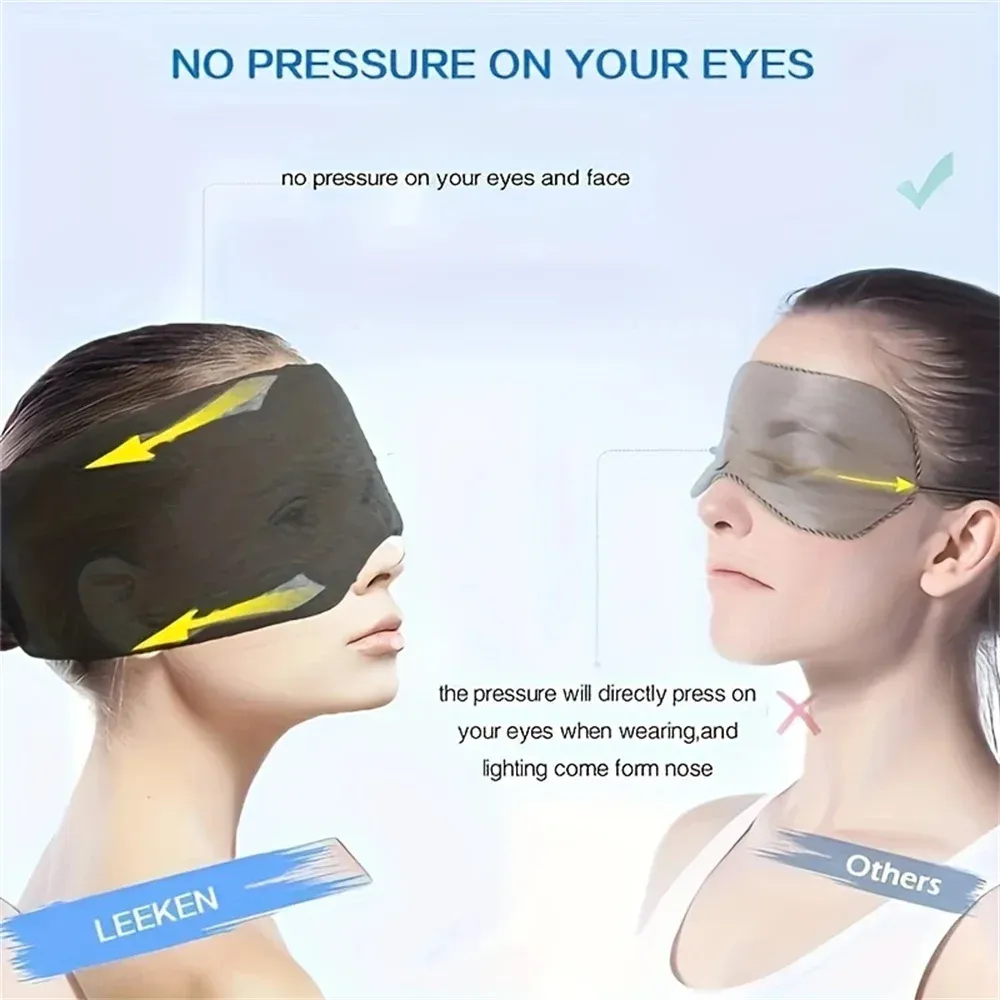 Masque de couchage respirant et anti-pression, doux et portable, pour voyage et pause déjeuner, 1 pièce 3