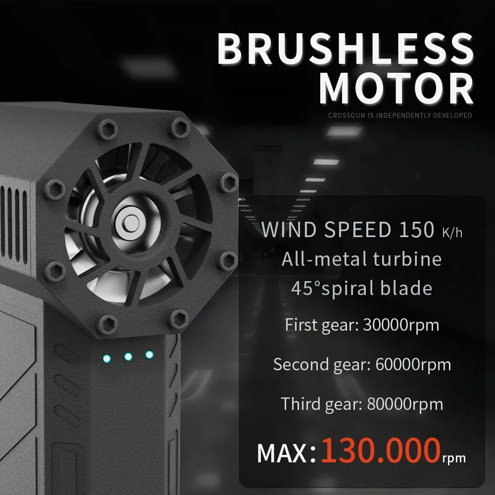 CROSSGUN Jet Turbo King Kong Ventilateur Jetfan Puissant et Portable avec Éclairage LED, Dépoussiérage pour Ordinateur, Hurricane Storm X3 3