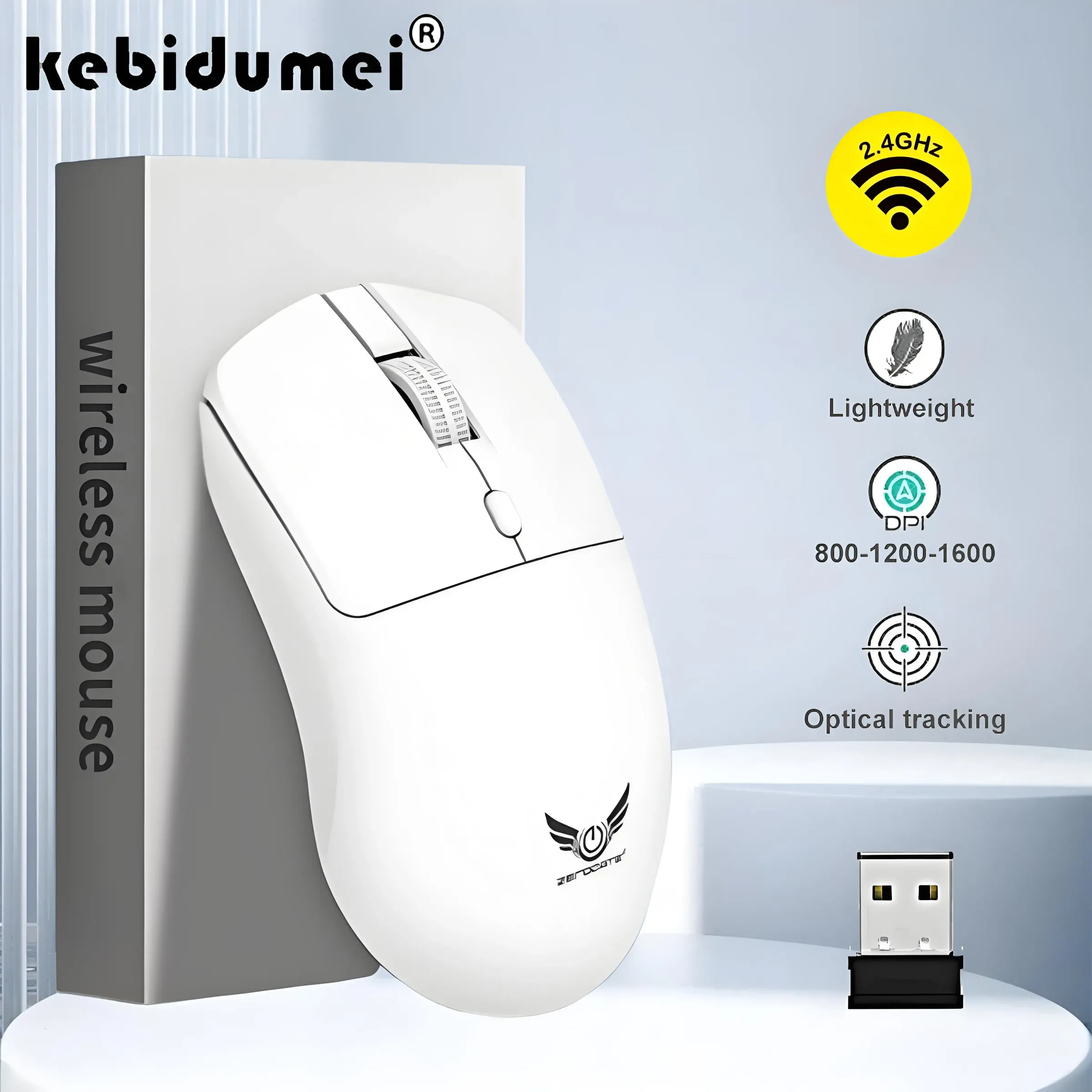Souris de jeu sans fil 2,4 GHz ergonomique, rechargeable, DPI 800/1200/1600, compatible PC, ordinateur portable et MacBook Pro