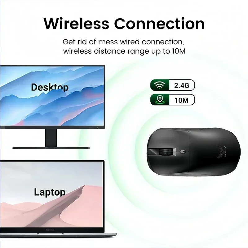 Souris de jeu sans fil 2,4 GHz ergonomique, rechargeable, DPI 800/1200/1600, compatible PC, ordinateur portable et MacBook Pro 4