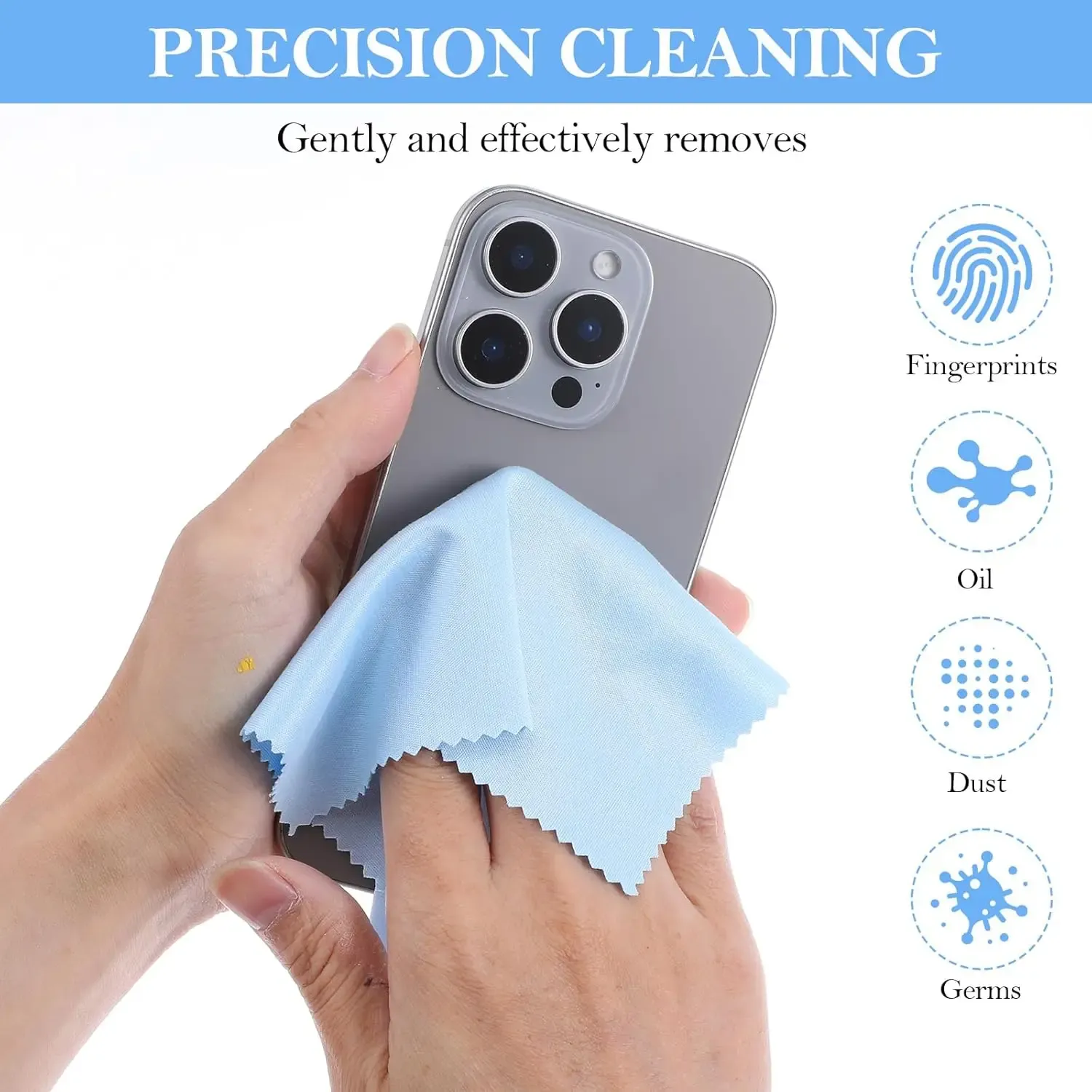 Nettoyage d'un écran de smartphone avec un chiffon en microfibre