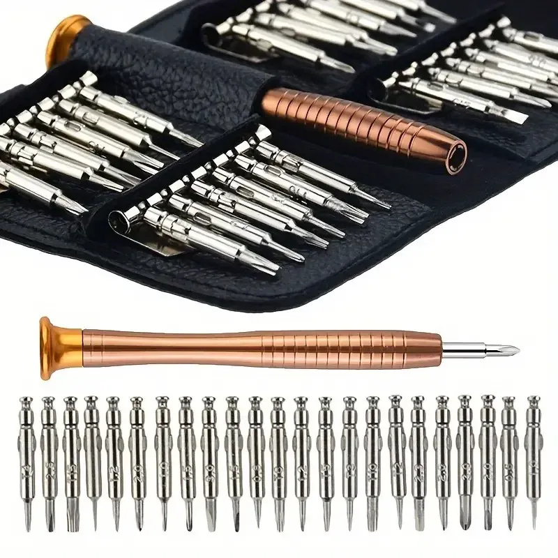 Jeu de tournevis de précision, kit d'outils de réparation 25 en 1, mini jeu de tournevis, embouts étoile, Y, lame plate et triangulaire F, 1 jeu
