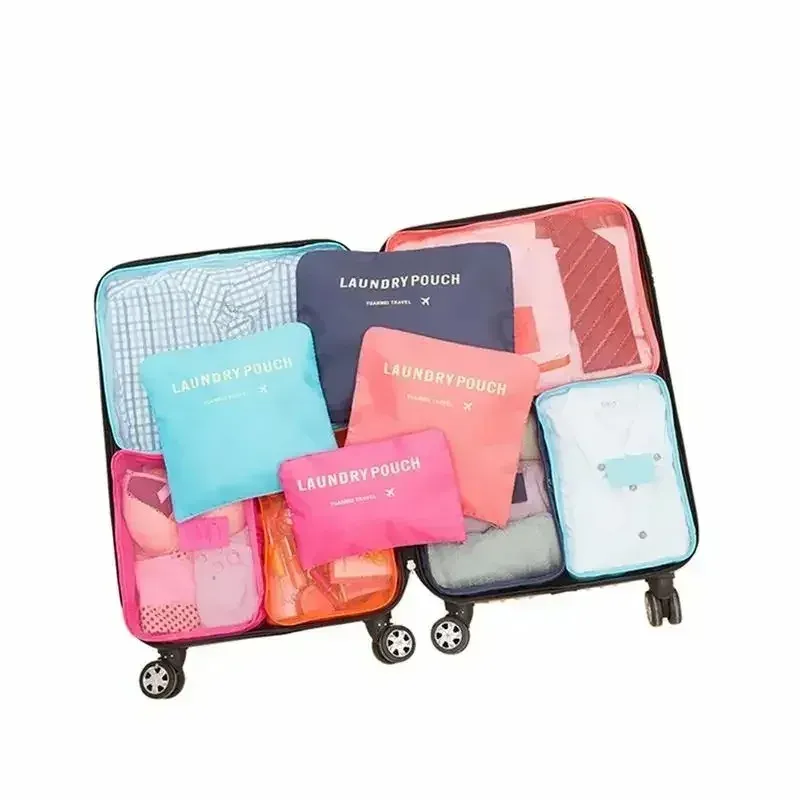 Ensemble de 6 sacs de rangement de voyage, organiseurs portables pour valise, pliables pour vêtements et chaussures 6