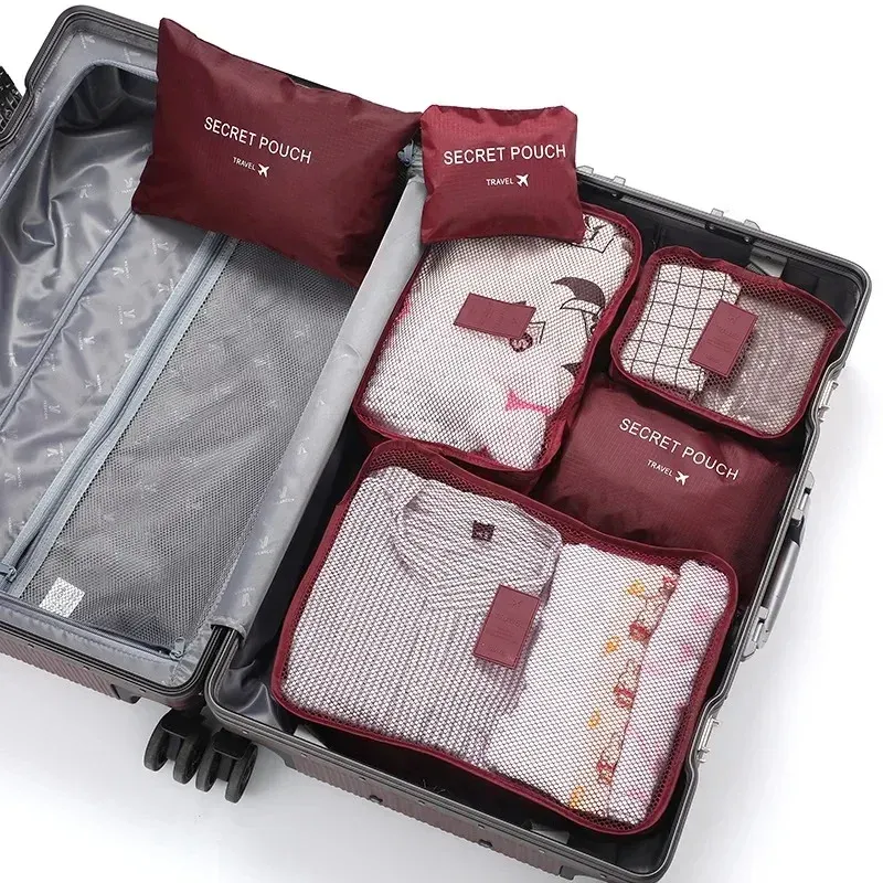 Ensemble de 6 sacs de rangement de voyage, organiseurs portables pour valise, pliables pour vêtements et chaussures 10
