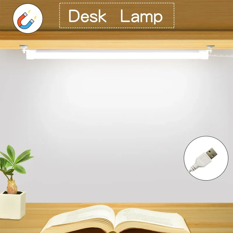 Lampe de bureau LED magnétique rechargeable par USB, protection des yeux 2