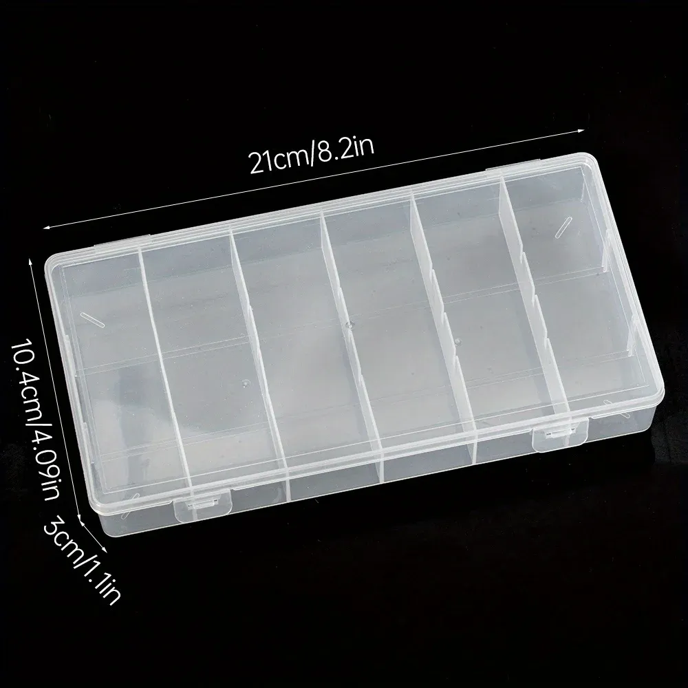 Boîte de rangement transparente pour extensions de cils à 6 compartiments, en plastique durable avec couvercle à pression pour colle, pincettes et outils 4
