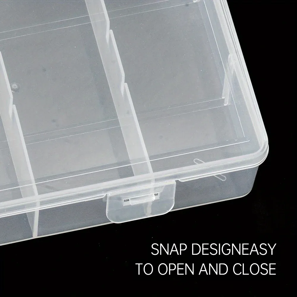 Boîte de rangement transparente pour extensions de cils à 6 compartiments, en plastique durable avec couvercle à pression pour colle, pincettes et outils 6