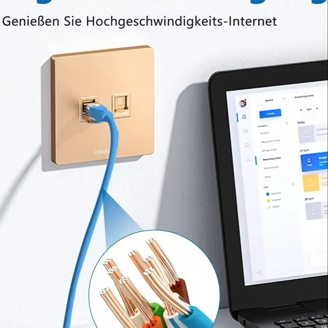 Câble Ethernet dans un espace de travail organisé