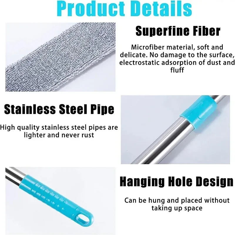 Brosse plumeau en microfibre à long manche pour livres, canapé et chevet 4