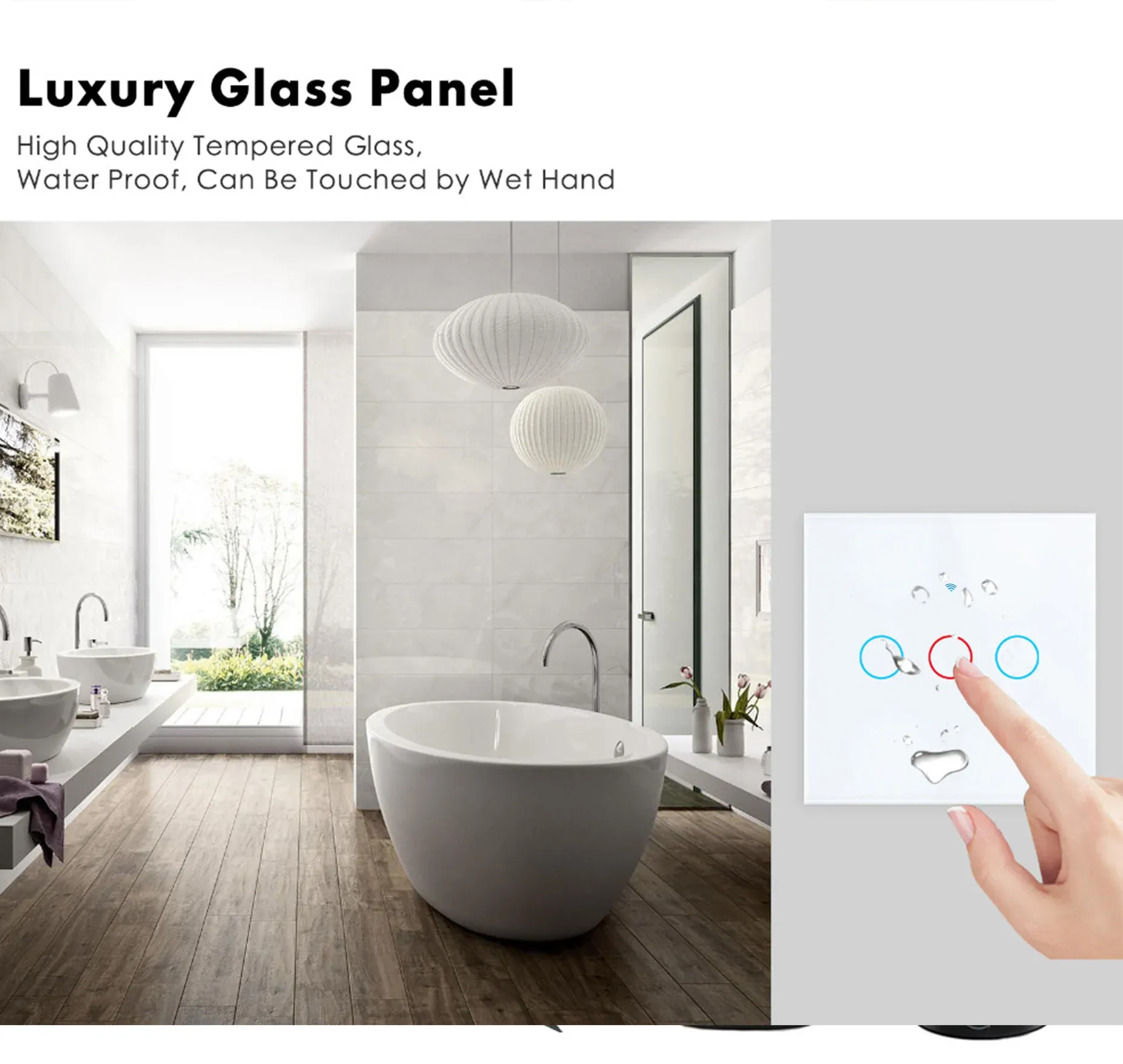 Interrupteur tactile intelligent WiFi compatible Tuya Smart Life, contrôle à distance via application, sans fil neutre, 110V/220V, compatible Alexa et Google Home 4