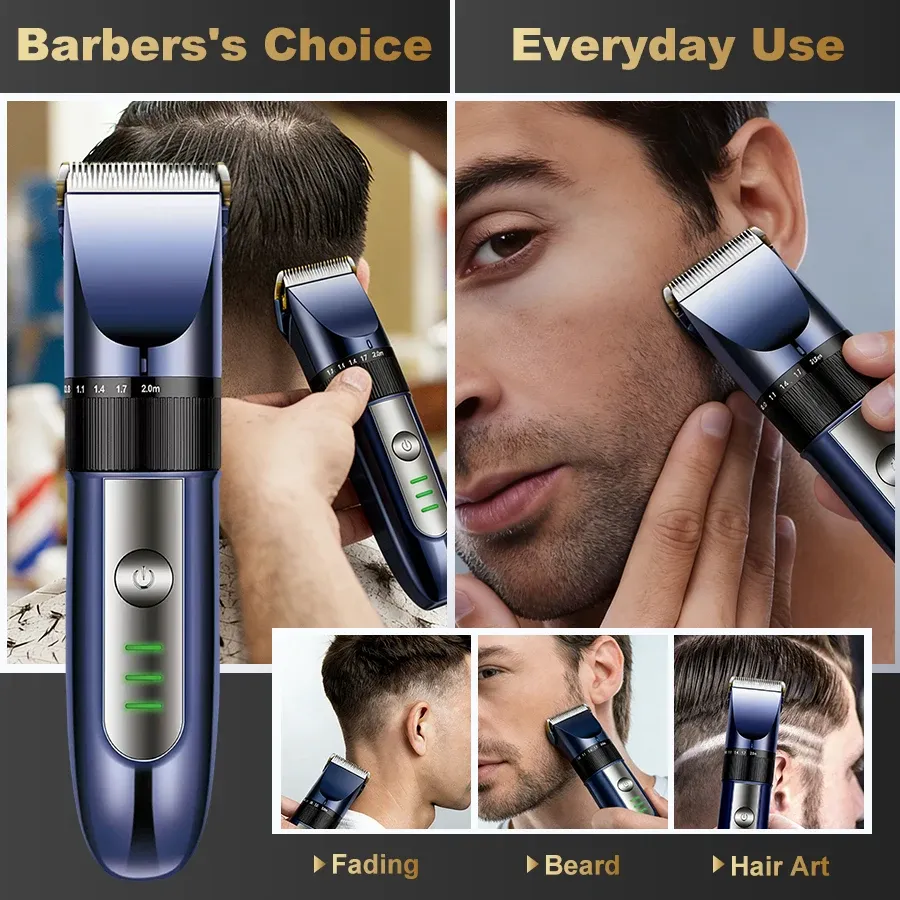 Tondeuse à cheveux électrique pour hommes, rechargeable USB, avec peignes limiteurs interchangeables 4