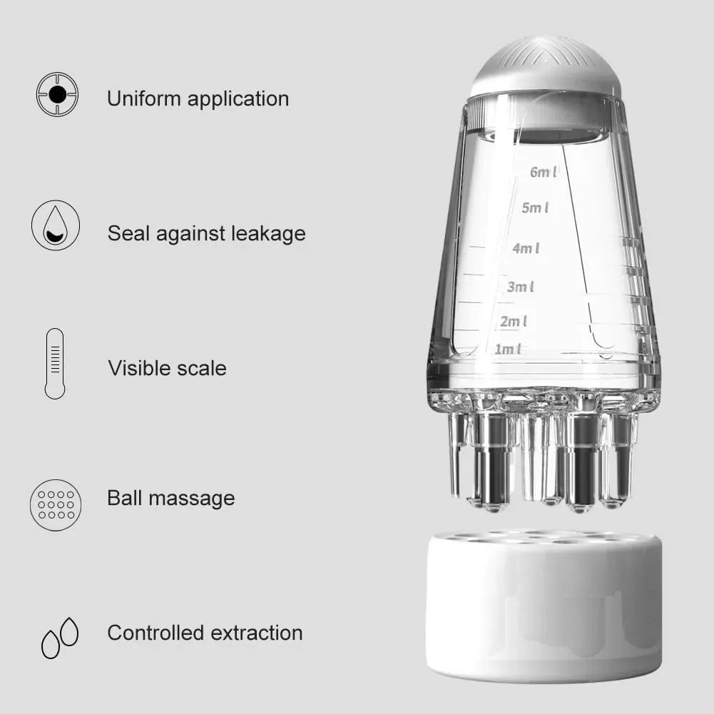 Applicateur de cuir chevelu 6 ml, mini masseur de tête à bille, peigne de massage pour la croissance des cheveux, applicateur d'huile essentielle 3