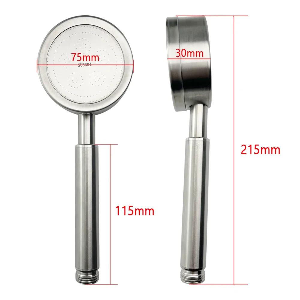 Pommeau de douche à main en acier inoxydable 304 finition brossée, avec filtre et économie d'eau 5