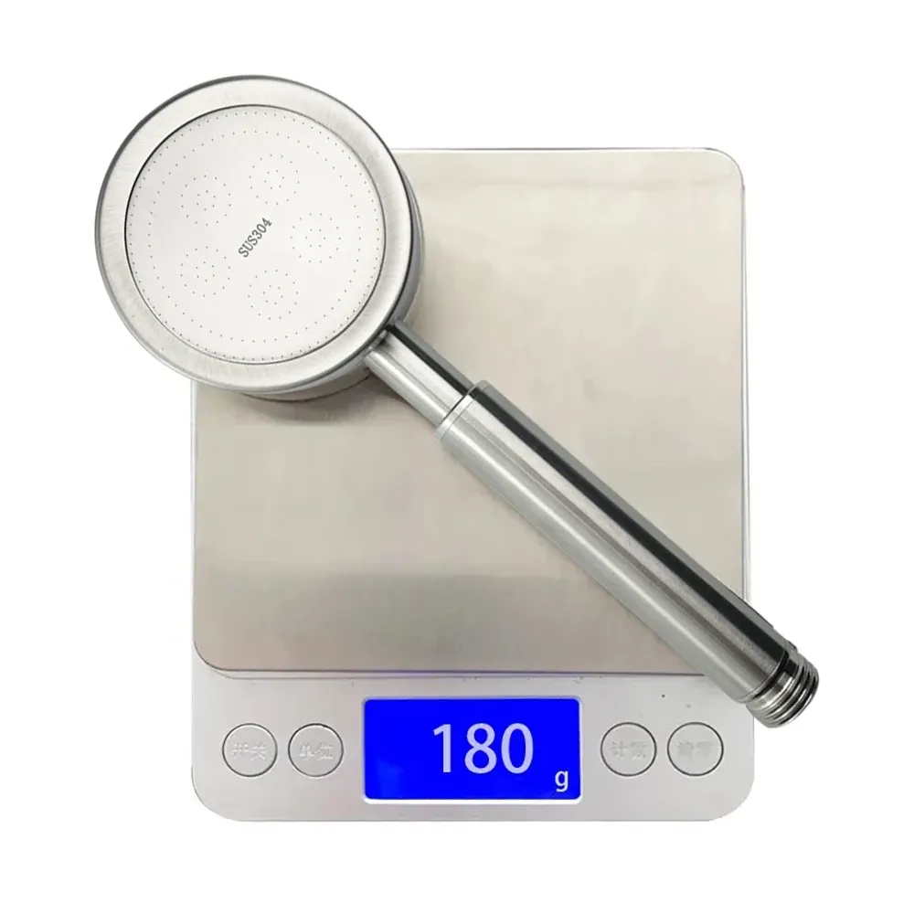 Pommeau de douche à main en acier inoxydable 304 finition brossée, avec filtre et économie d'eau 6