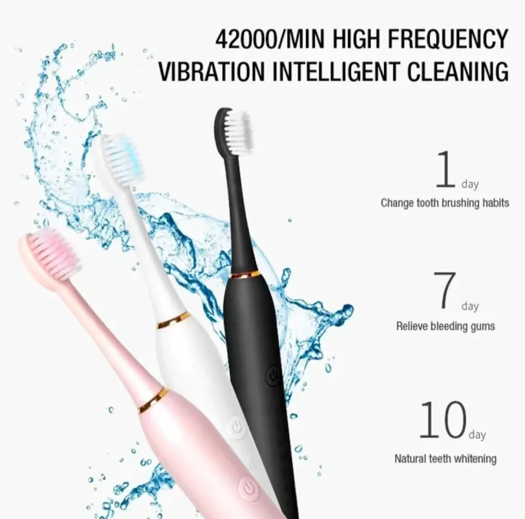 Brosse à dents électrique sonique pour adultes, étanche IPX7, tête en nylon DuPont, recharge USB, 6 modes de brossage 3
