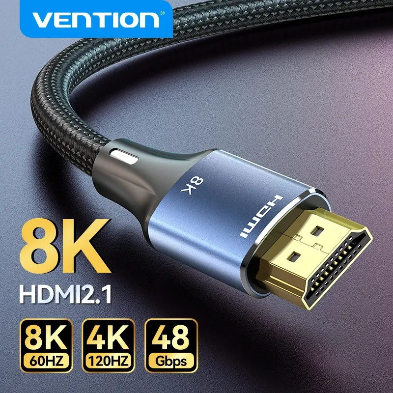Câble HDMI 2.1 Vention compatible 8K/60Hz et 4K/120Hz pour Xiaomi Mi Box, PS5, Dolby Vision, 48 Gbps