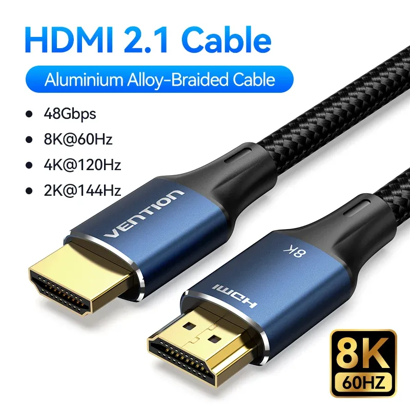 Câble HDMI 2.1 Vention compatible 8K/60Hz et 4K/120Hz pour Xiaomi Mi Box, PS5, Dolby Vision, 48 Gbps 9
