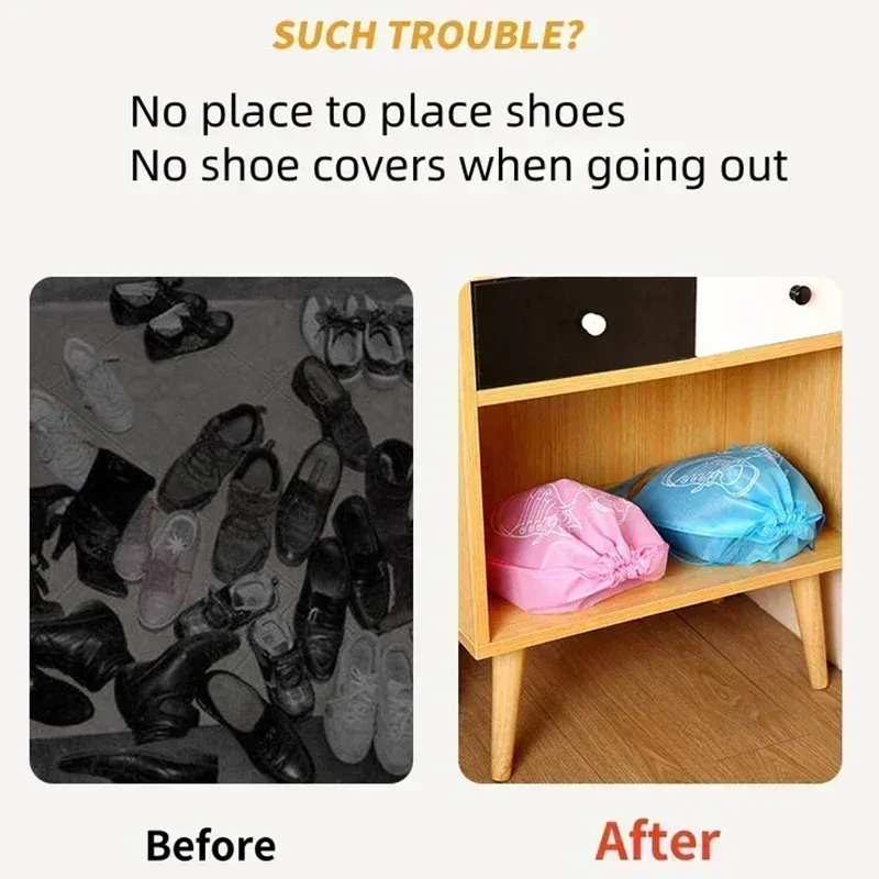 Ce titre est déjà en français. Voici sa version nettoyée, sans mots-clés superflus :

Sacs de rangement pour chaussures en non-tissé (lot de 1, 3 ou 5) – Pochettes de voyage portables 4