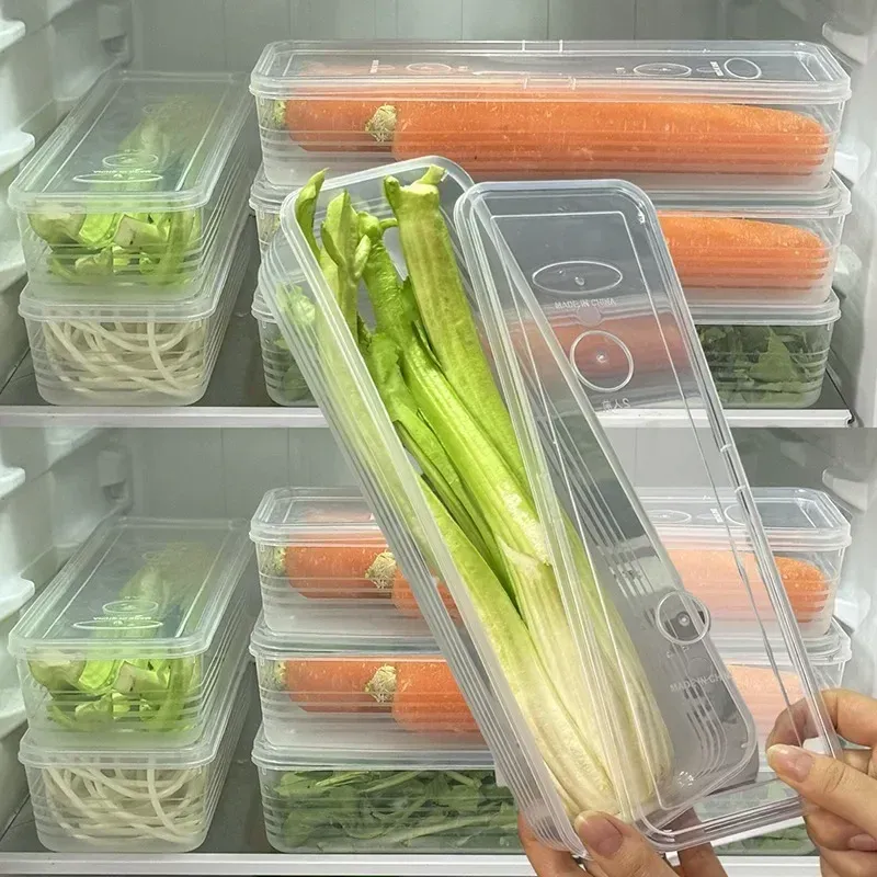 Boîtes de rangement pour réfrigérateur, lot de 1 à 5 pièces, contenants alimentaires avec couvercle scellé, organisateur de réfrigérateur, bac à légumes, pots de conservation 2