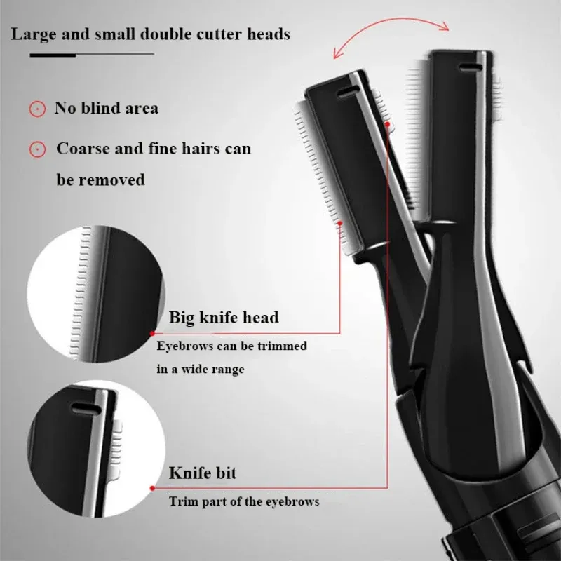 Rasoir électrique pour sourcils, portable, à double tête de coupe et lavable, outil de mise en forme et de rasage des sourcils 5
