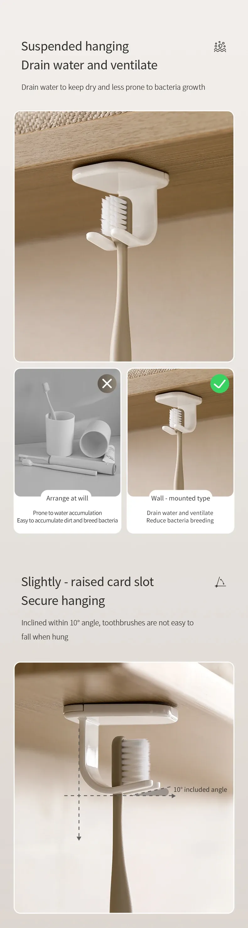 Support de brosse à dents installé sur un comptoir de salle de bain