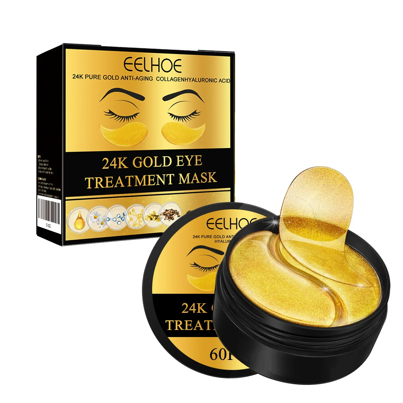 Patchs or pour les yeux EELHOE 24 carats
